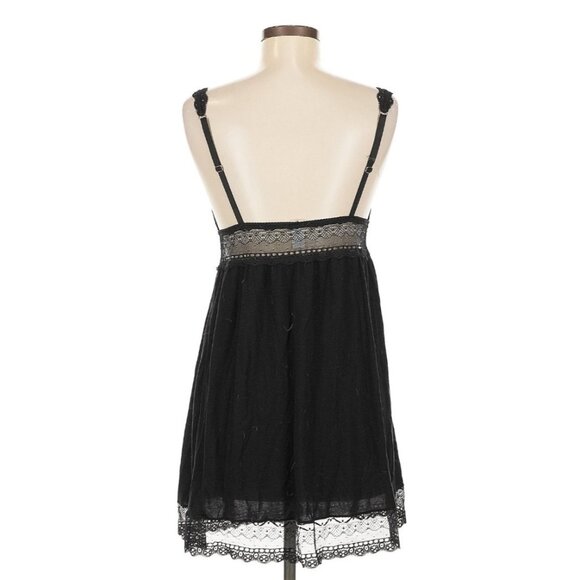 Eberjey Dark Croquette Black Highline Romantic Whimsygoth Babydoll Chemise M - Picture 5 of 7